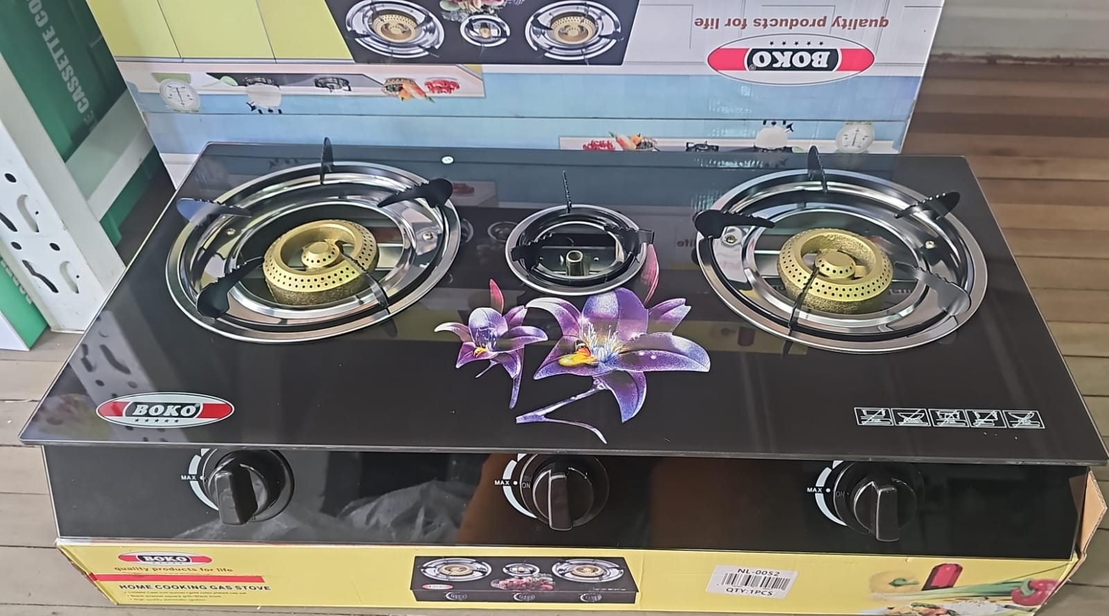 COCINA A GAS DE VIDRIO TEMPLADO 3 HORNILLAS - Imagen 8