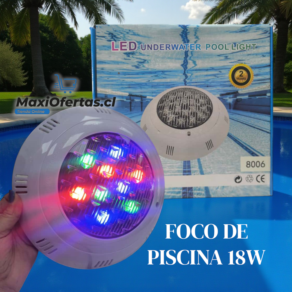 FOCO DE PISCINA DE 18 WATTS MULTICOLOR