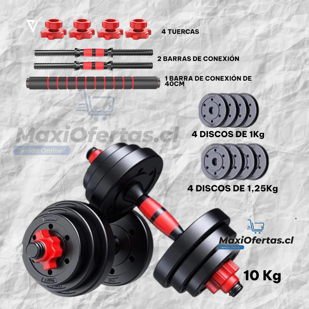 KIT DE PESAS Y MANCUERNAS 10KG - Imagen 2