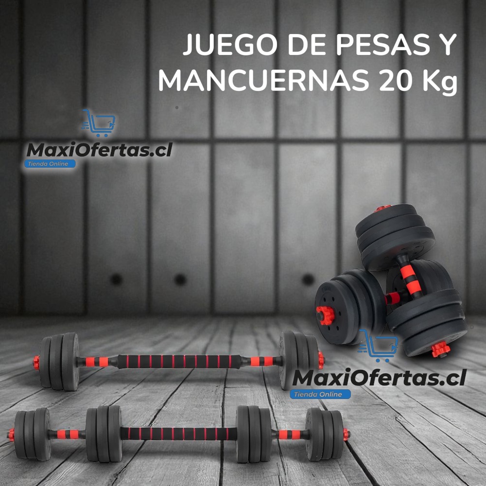 KIT DE PESAS Y MANCUERNAS 20KG