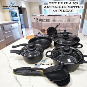 SET DE OLLAS 13 PIEZAS NEGRAS