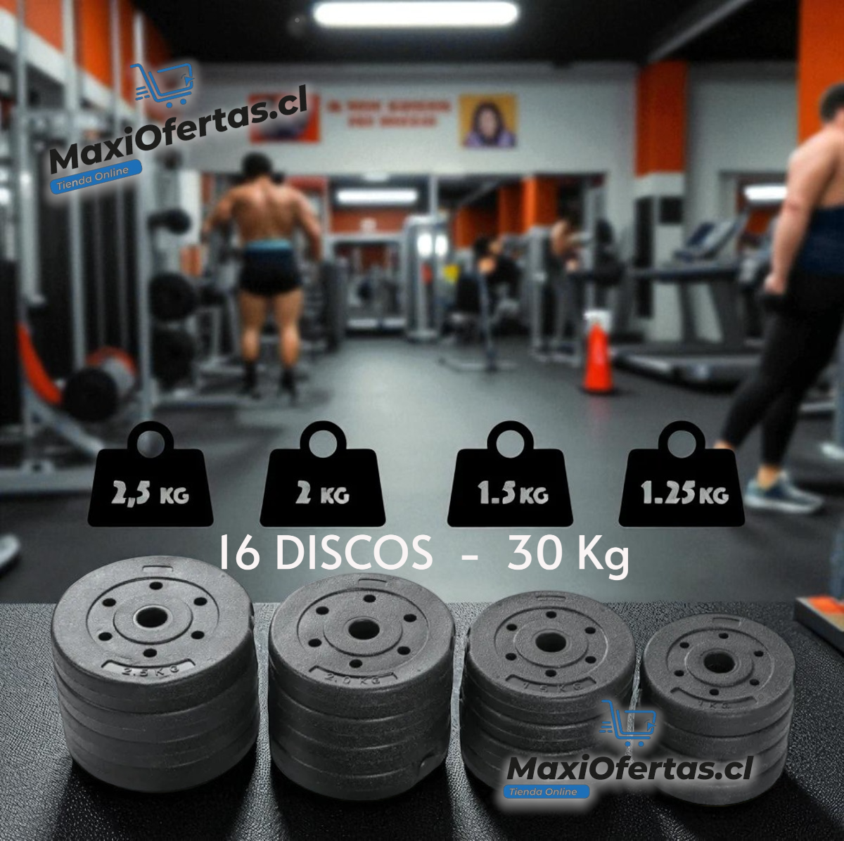 KIT DE PESAS Y MANCUERNAS 30KG - Imagen 2