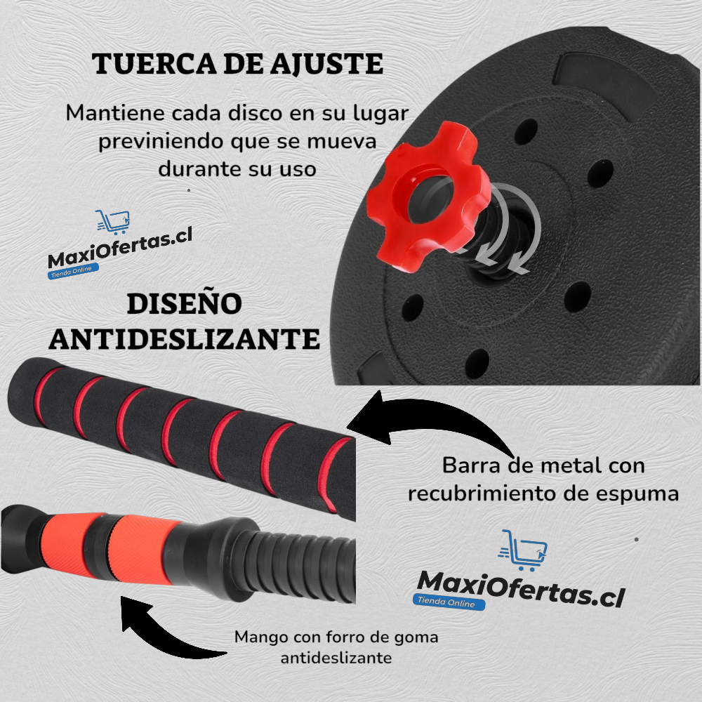 KIT DE PESAS Y MANCUERNAS 30KG - Imagen 3