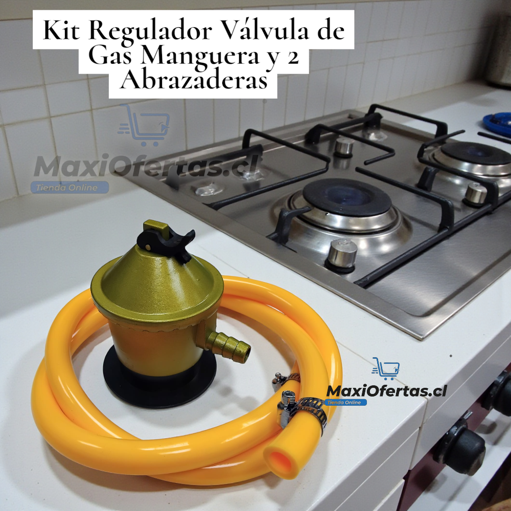 KIT VALVULA REGULADOR + 1.10CM DE MANGUERA + 2 ABRAZADERAS