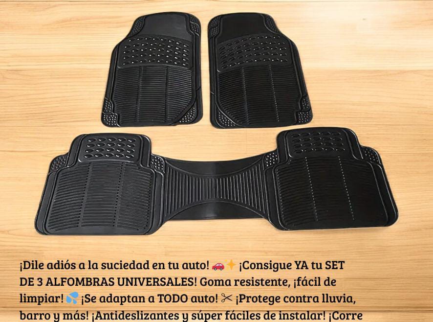 ALFOMBRA DE GOMA PARA AUTO UNIVERSAL 3 PIEZAS