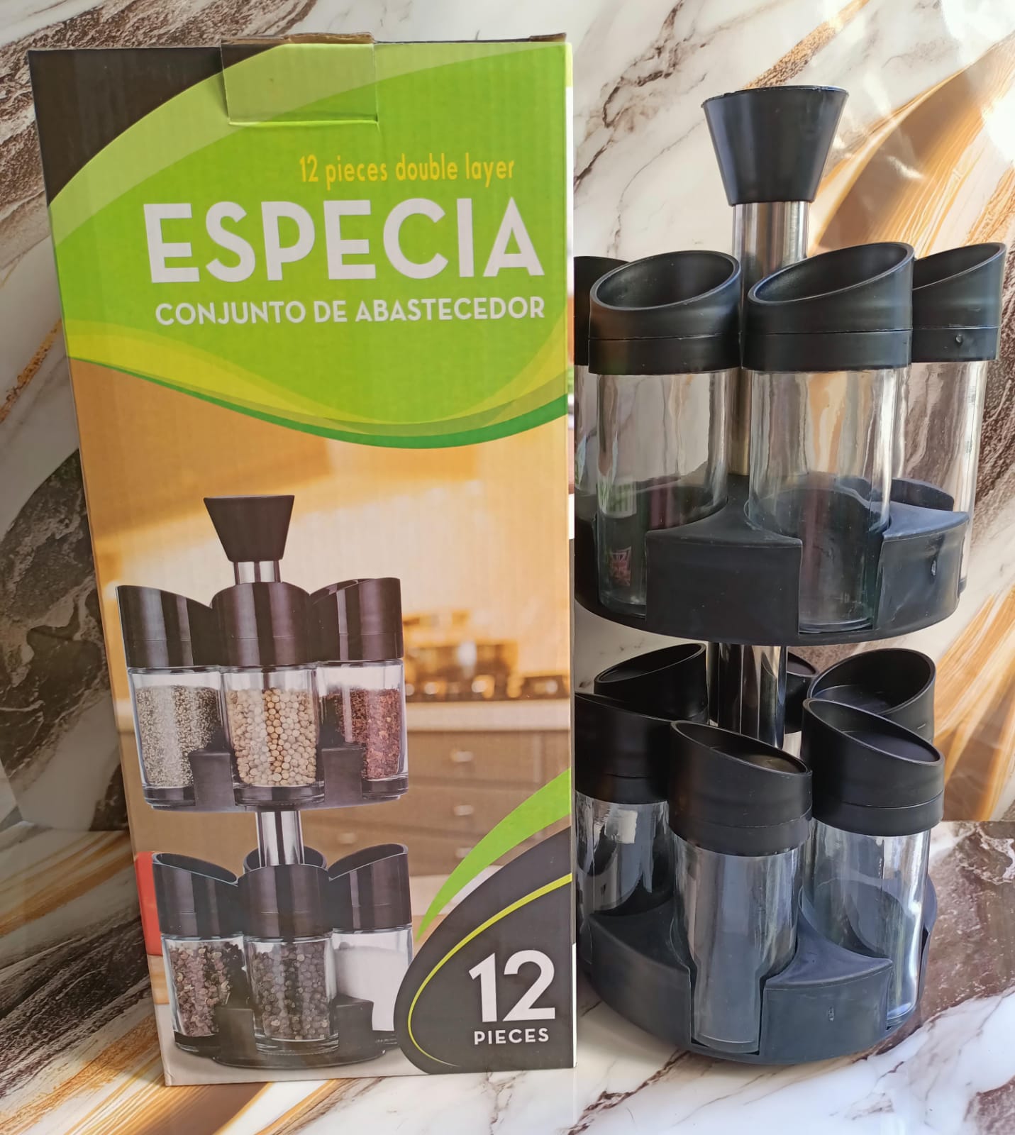 ESPECIERO GIRATORIO DE VIDRIO 2 NIVELES - Imagen 6