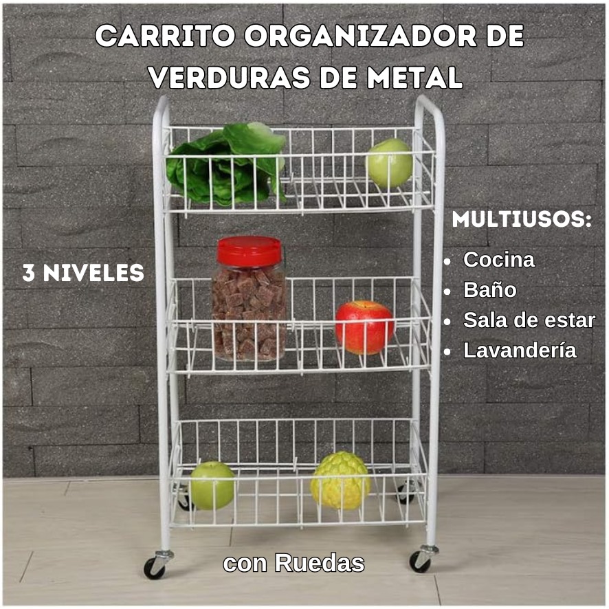 CARRITO VERDULERO 3 NIVELES - Imagen 2