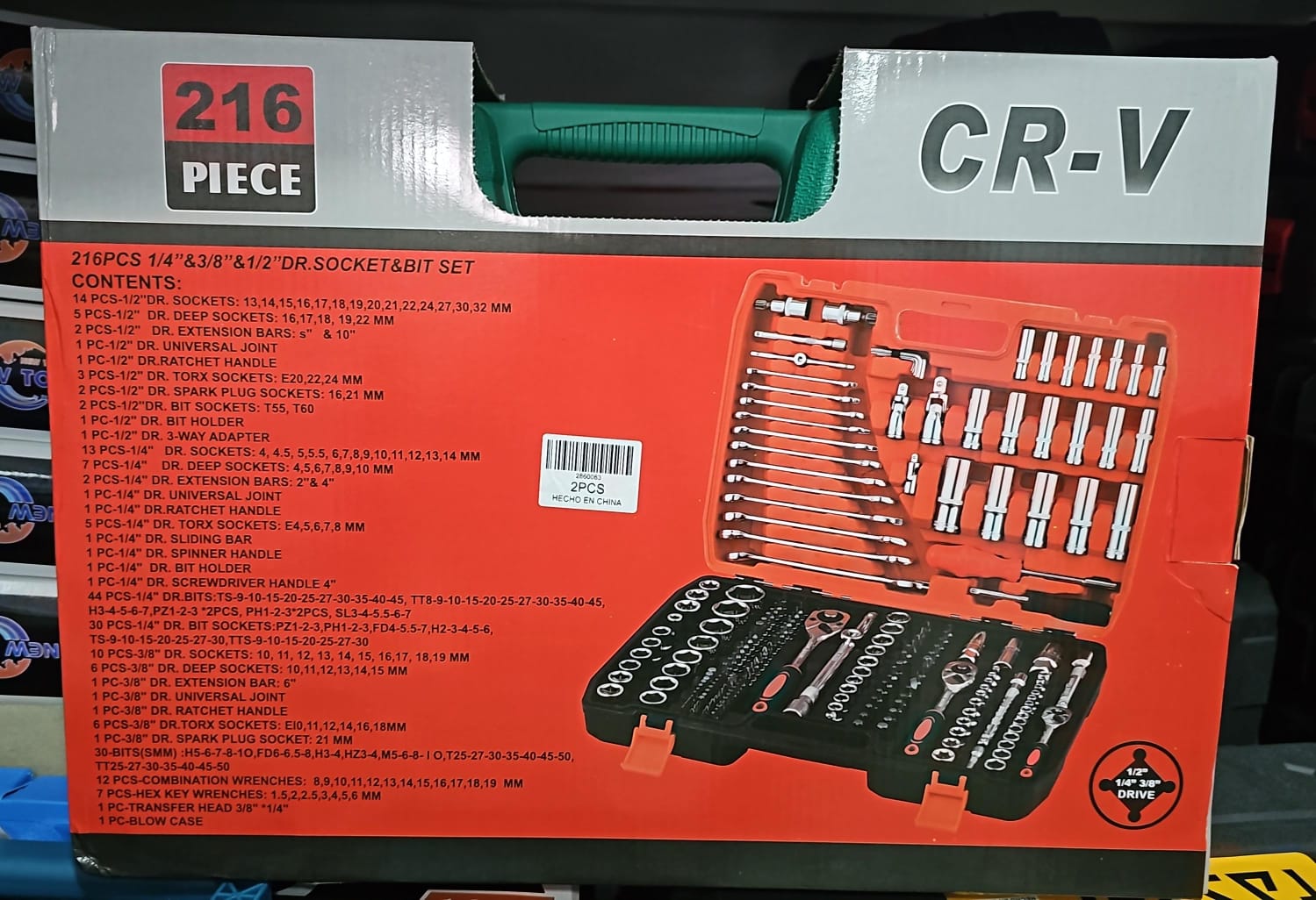 HERRAMIENTA 216 PIEZAS CAJA VERDE