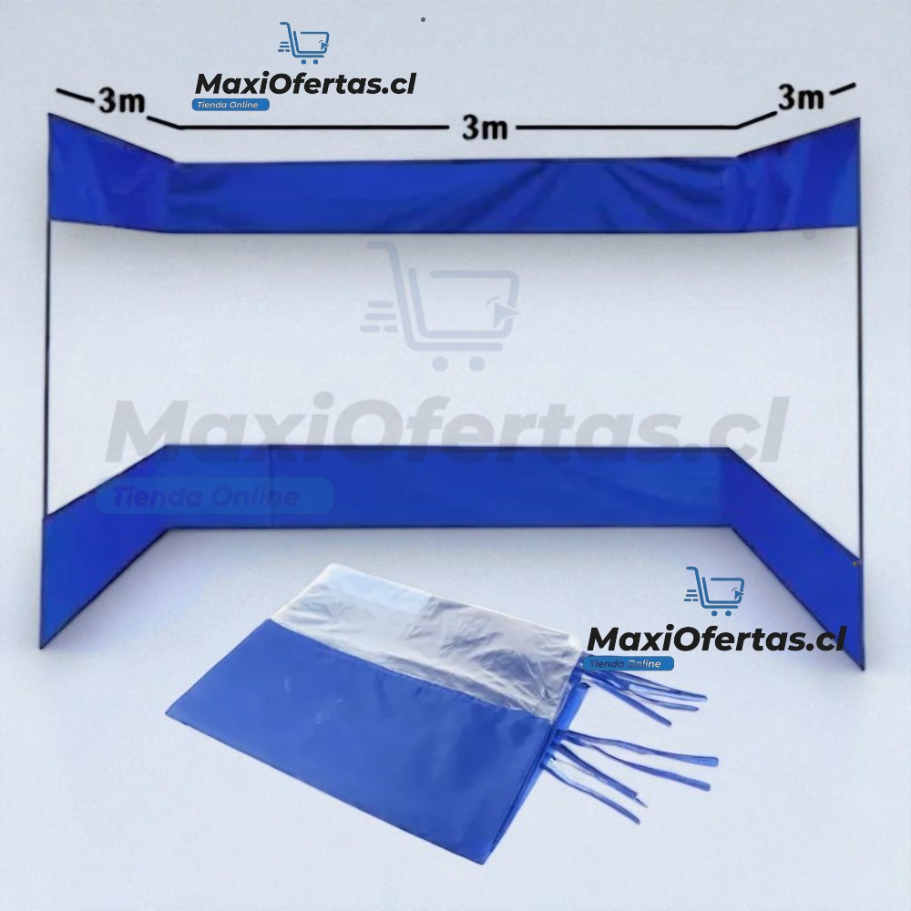 LONA LATERAL TRANSPARENTE CON AZUL 3X3 - Imagen 2