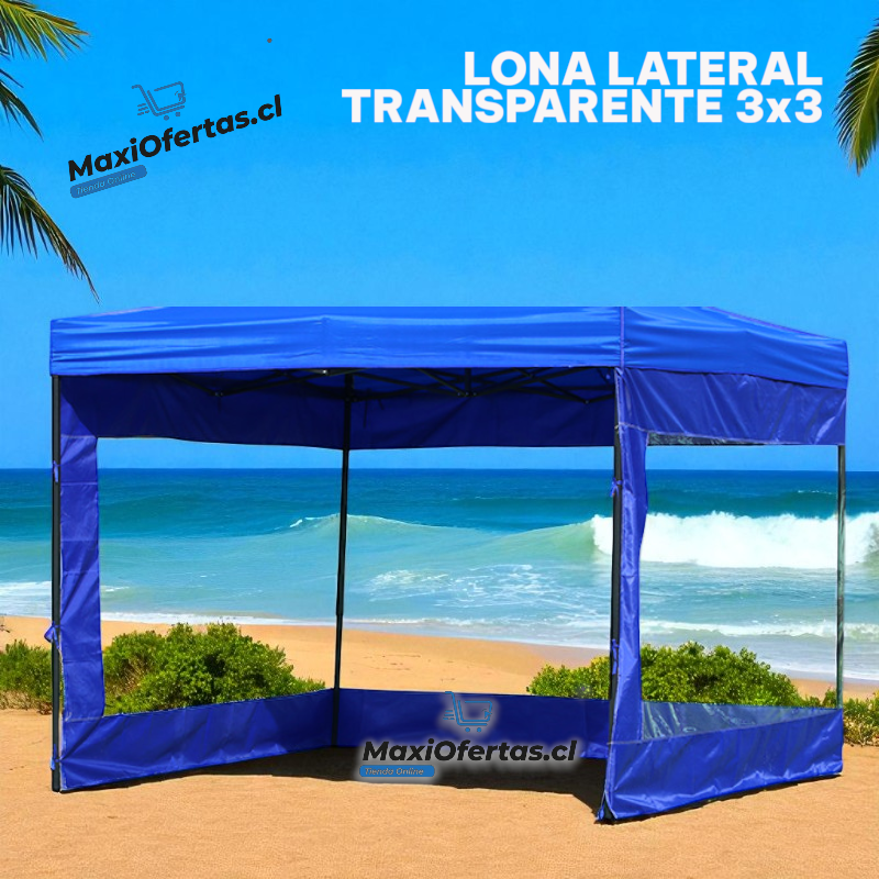 LONA LATERAL TRANSPARENTE CON AZUL 3X3