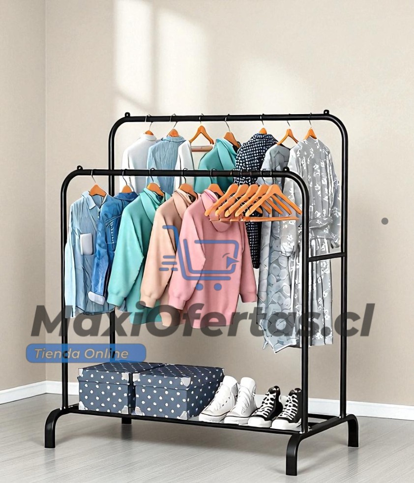 PERCHERO DOBLE SIN RUEDAS FIERRO CON PLASTICO