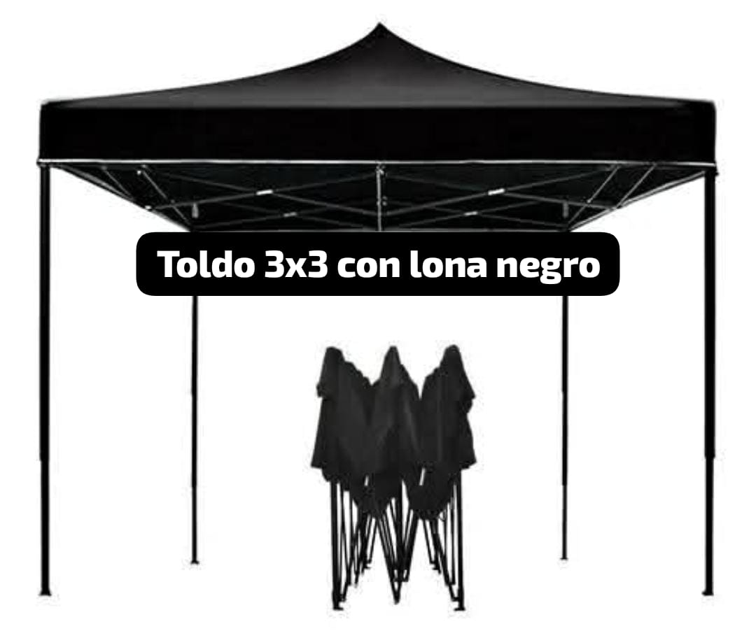 TOLDO CON ESTRUCTURA 3X3 CON LONA , ROJO, VERDE , BLANCO O NEGRO - Imagen 3