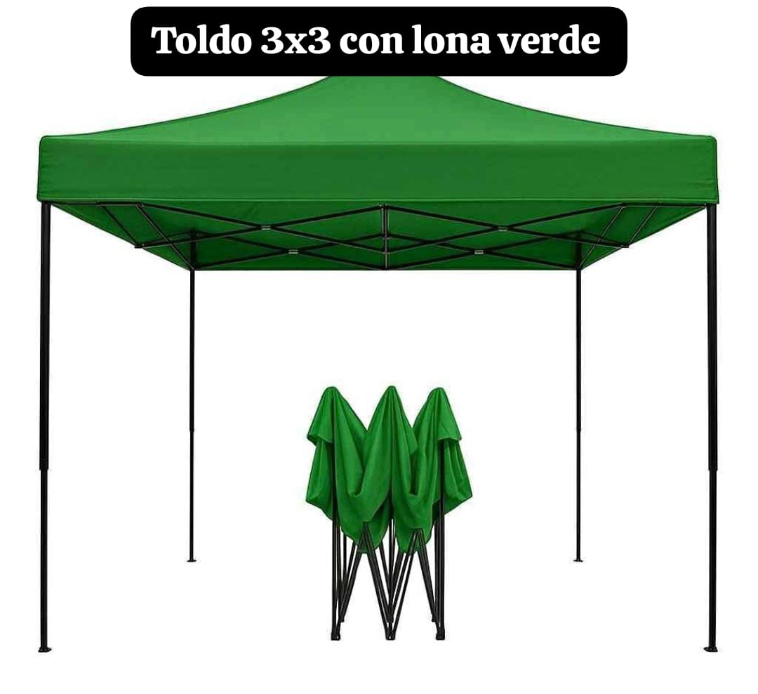 TOLDO CON ESTRUCTURA 3X3 CON LONA , ROJO, VERDE , BLANCO O NEGRO - Imagen 4