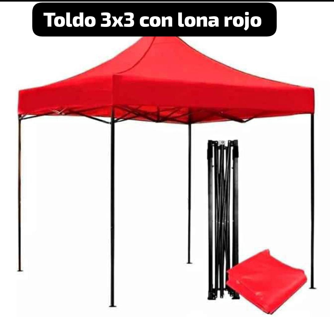 TOLDO CON ESTRUCTURA 3X3 CON LONA , ROJO, VERDE , BLANCO O NEGRO - Imagen 6