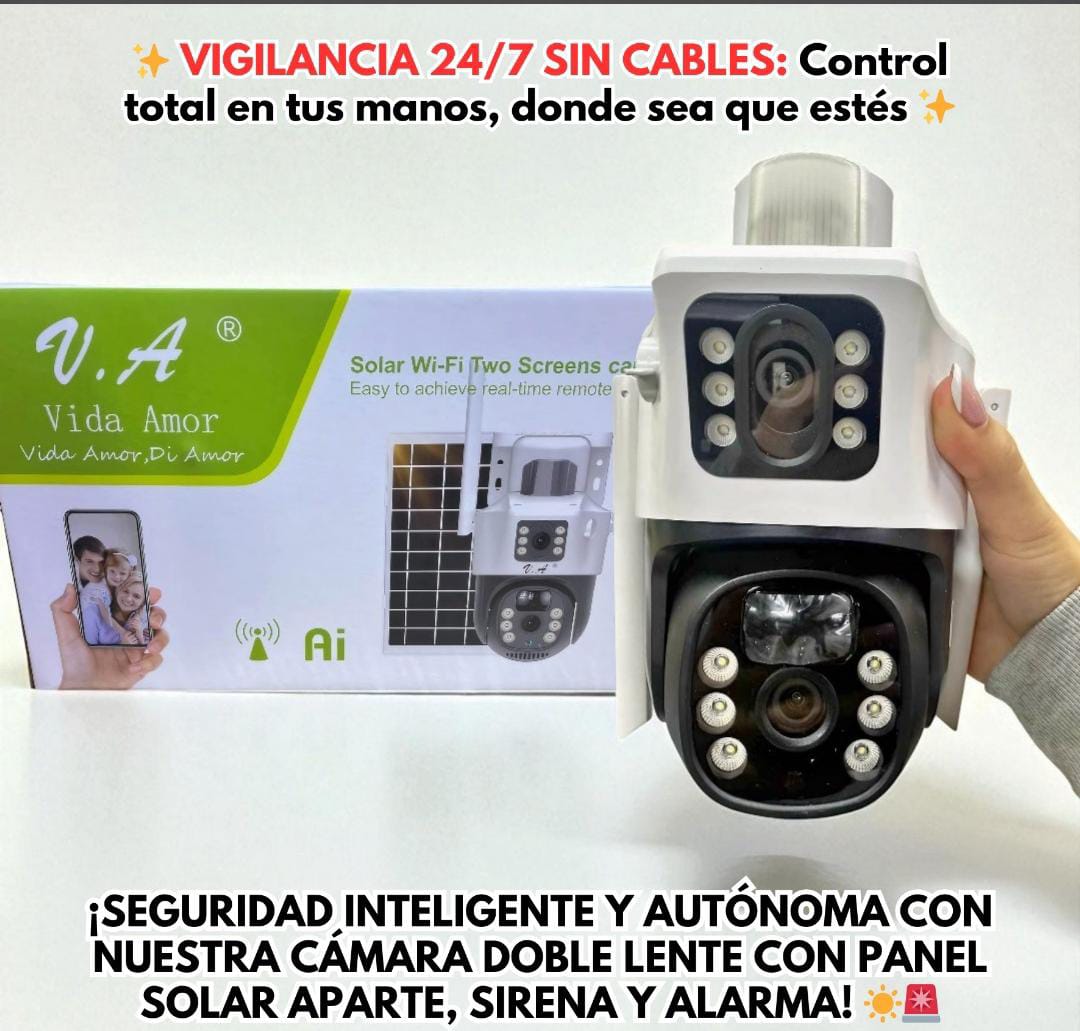 CAMARA DOBLE LENTE CON PANEL SOLAR ( V380PRO)