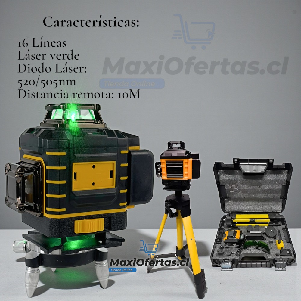NIVEL LASER 16 LINEAS YETO AMARILLO CON TRIPOIDE - Imagen 3