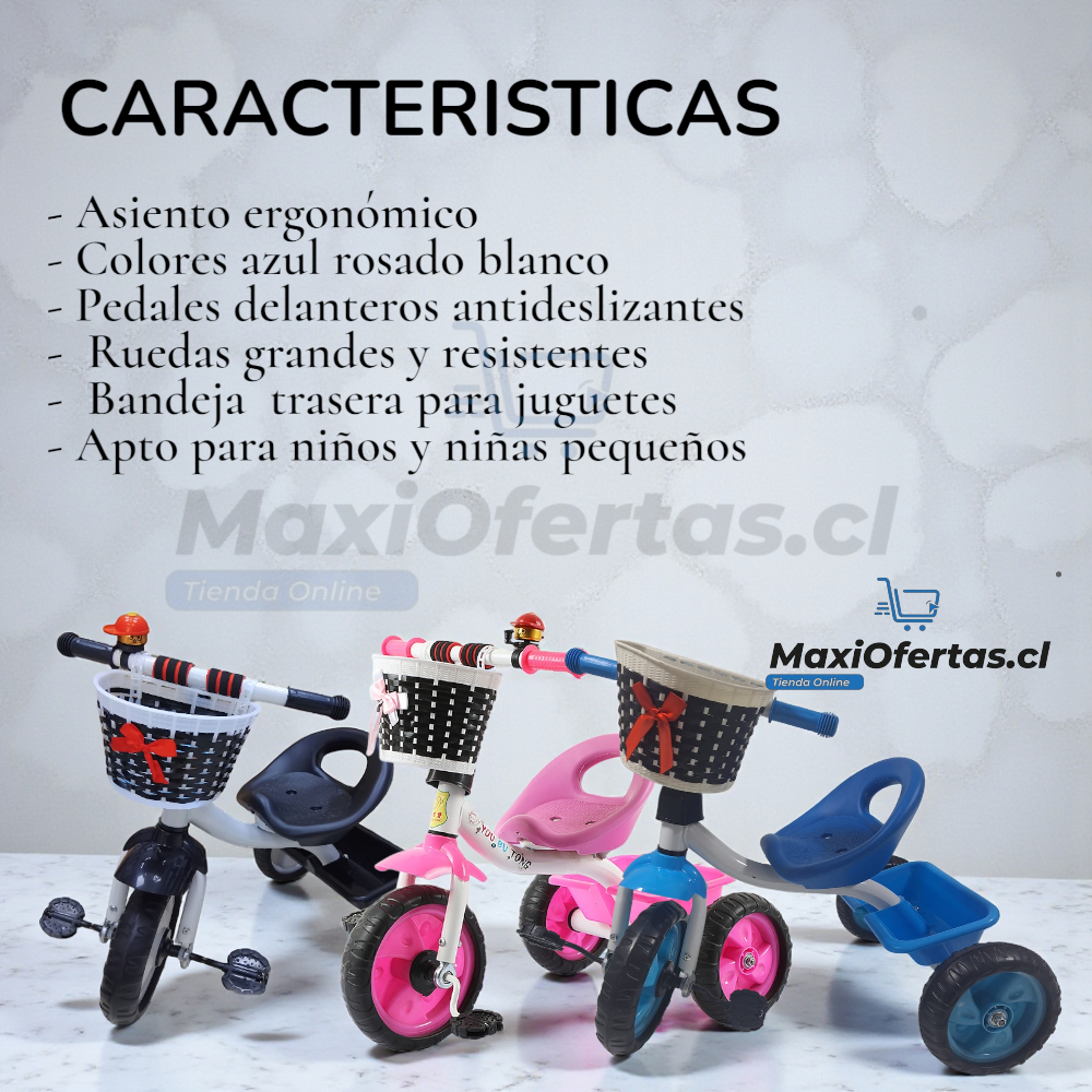 TRICICLO CON PEDALES Y CESTA PARA NIÑOS - Imagen 2