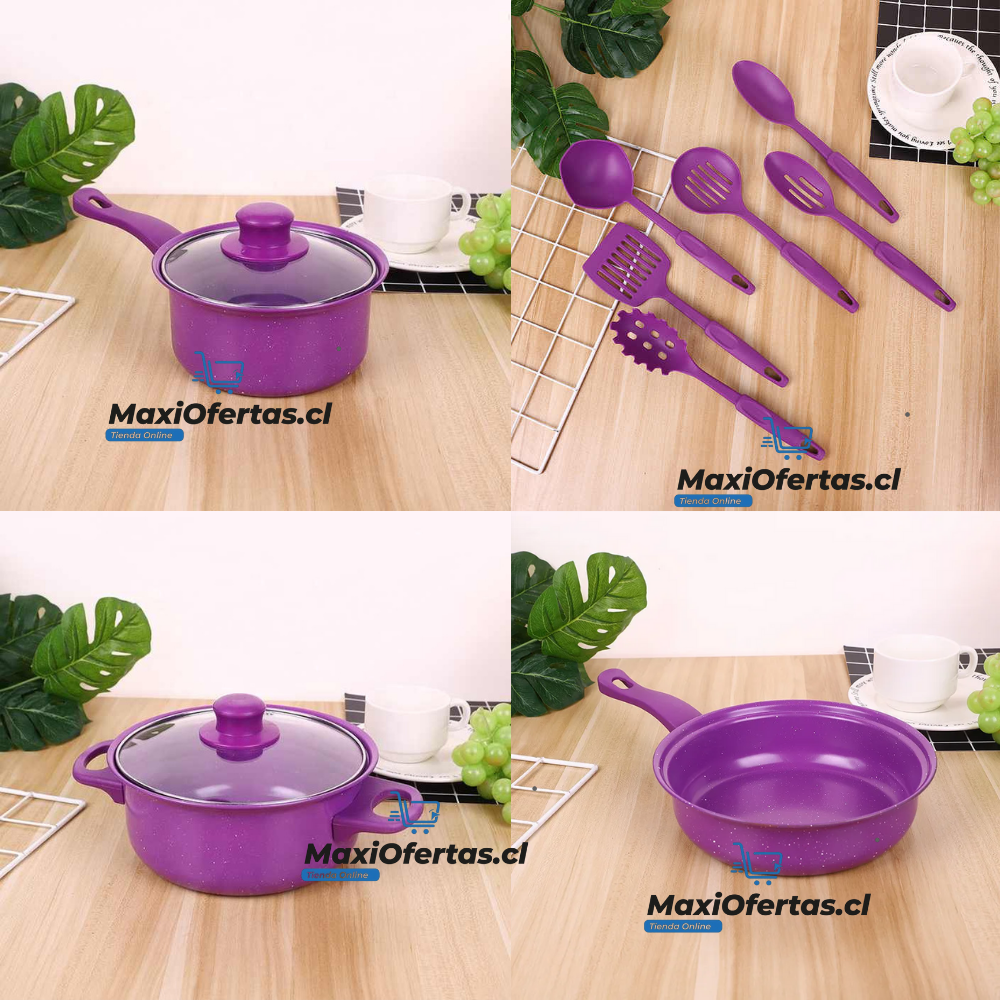 SET DE OLLAS ANTIADHERENTES 14 PIEZAS PARA COCINA ELECTRICA - Imagen 2