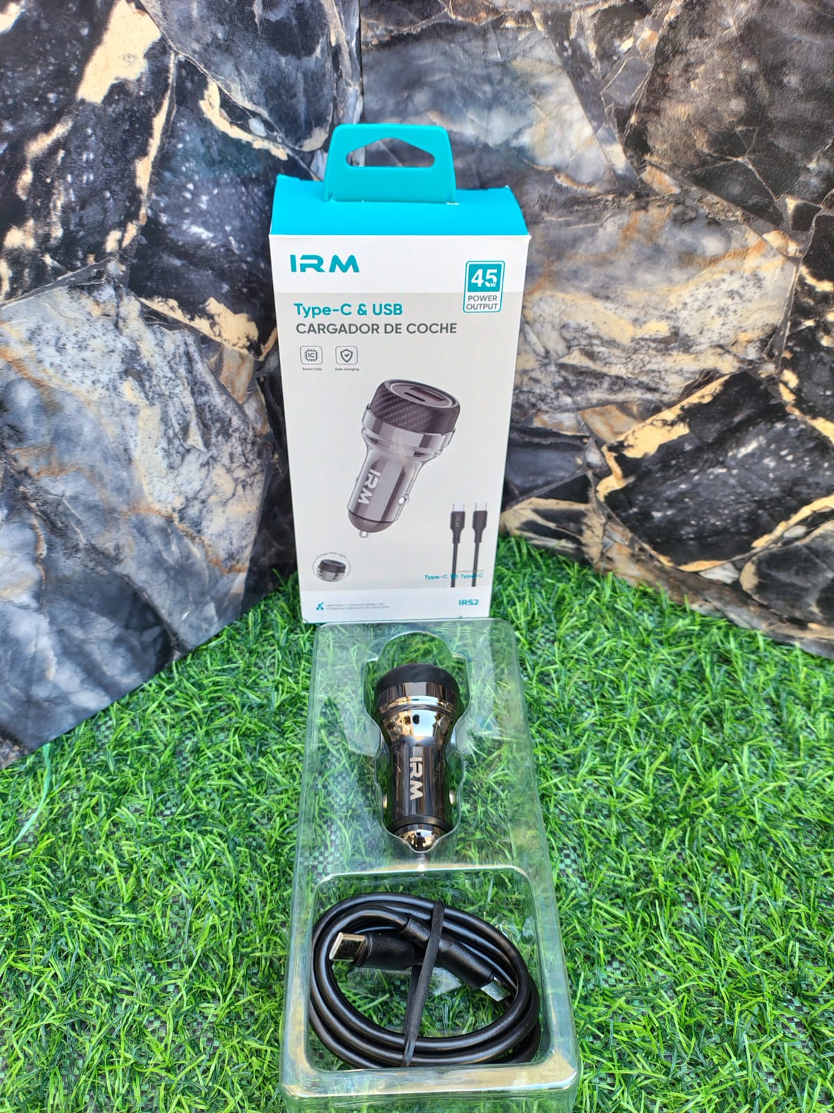 CARGADOR DE AUTO DOBLE 45W CON CABLE TIPO C A C IRM - Imagen 2