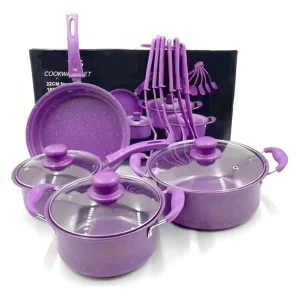 OLLAS 13PCS MORADAS CON UTENSIILIOS PARA COCINA ELECTRICA