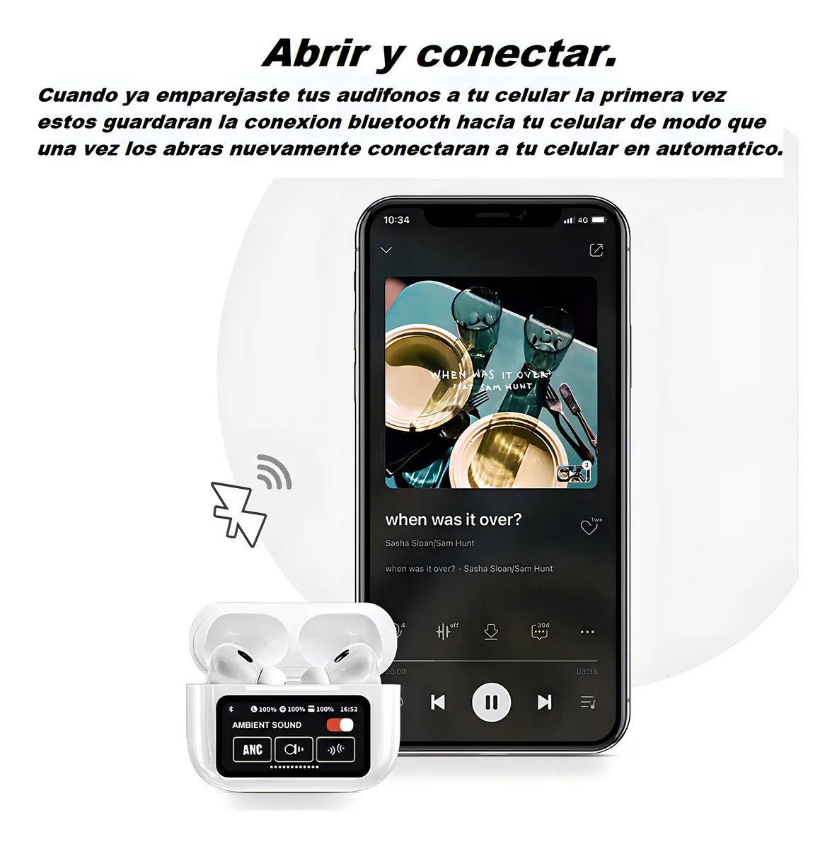 Audifonos Bluetooth A9 pro Con Pantalla Táctil - Imagen 2