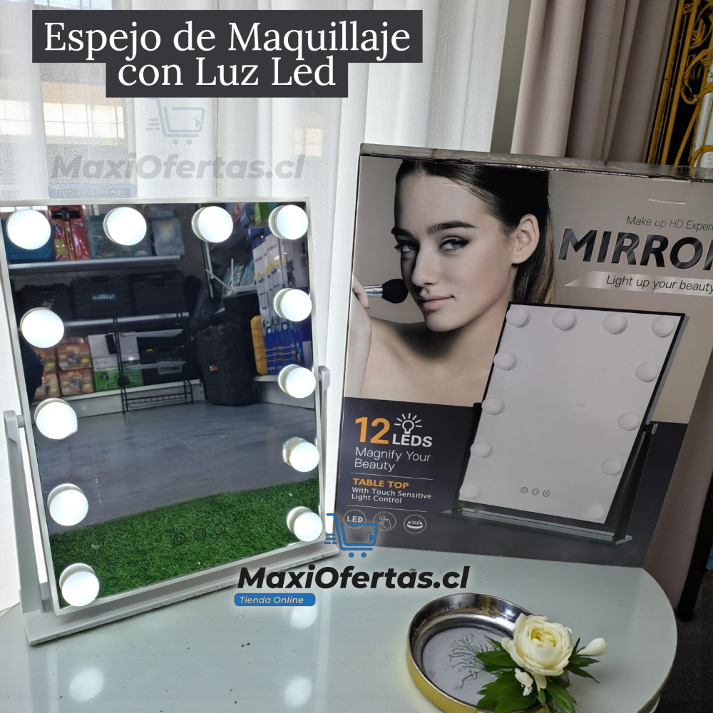 ESPEJO PARA MAQUILLAJE CON LUZ LED 12