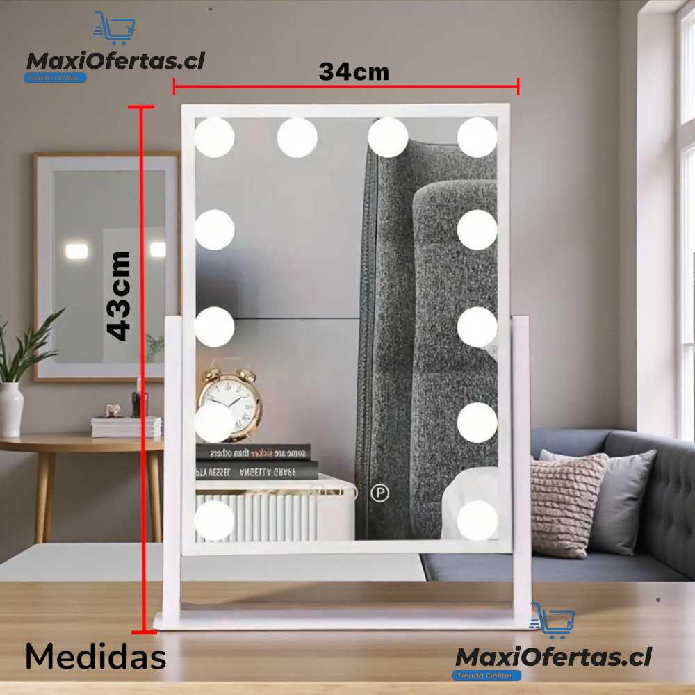 ESPEJO PARA MAQUILLAJE CON LUZ LED 12 - Imagen 2
