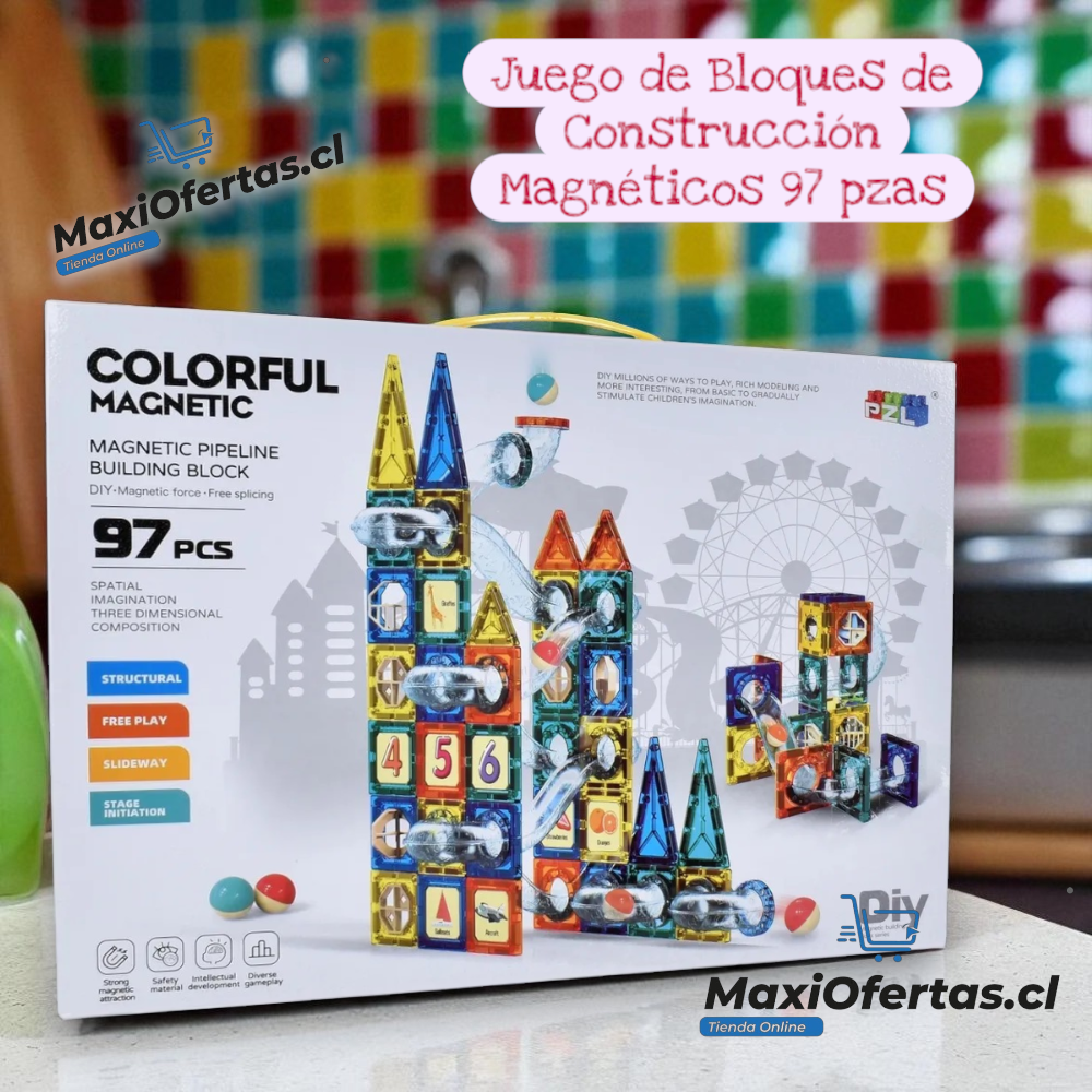 JUEGO DE BLOQUES DE CONSTRUCCION MAGNETICO DE 97 PIEZAS