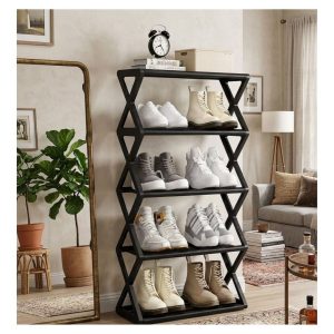 ZAPATERA PLEGABLE 5 NIVELES 42CM ANCHO NEGRO