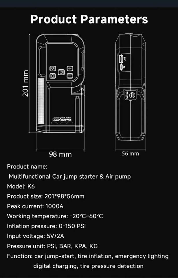 PARTIDOR COMPRESOR DE AIRE MULTIFUNCIONAL PORTATIL Y293 - Imagen 2