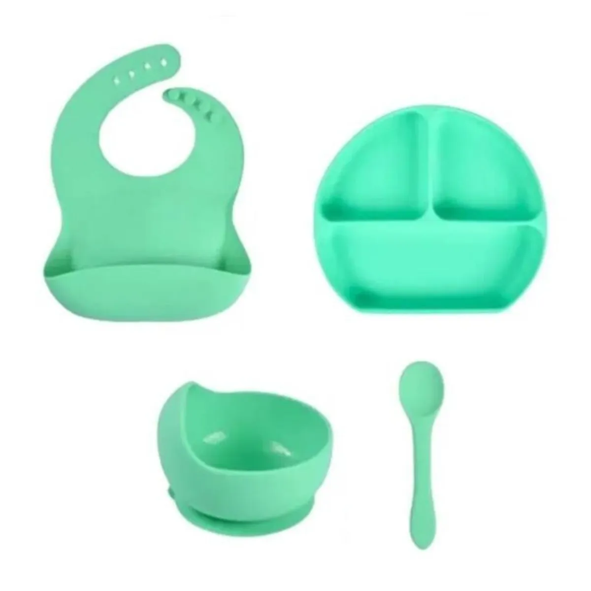 SET DE ALIMENTACION BEBE SILICONA 4 PZS TURQUEZA